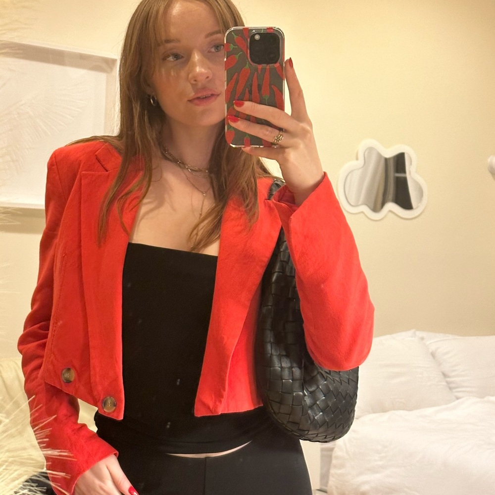 Zara Red Cropped Blazer